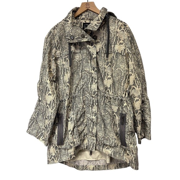 Anorak Brand Jacket Women's Python Snake Print XL Water Resistant Gray $154 MRSP - Picture 4 of 10